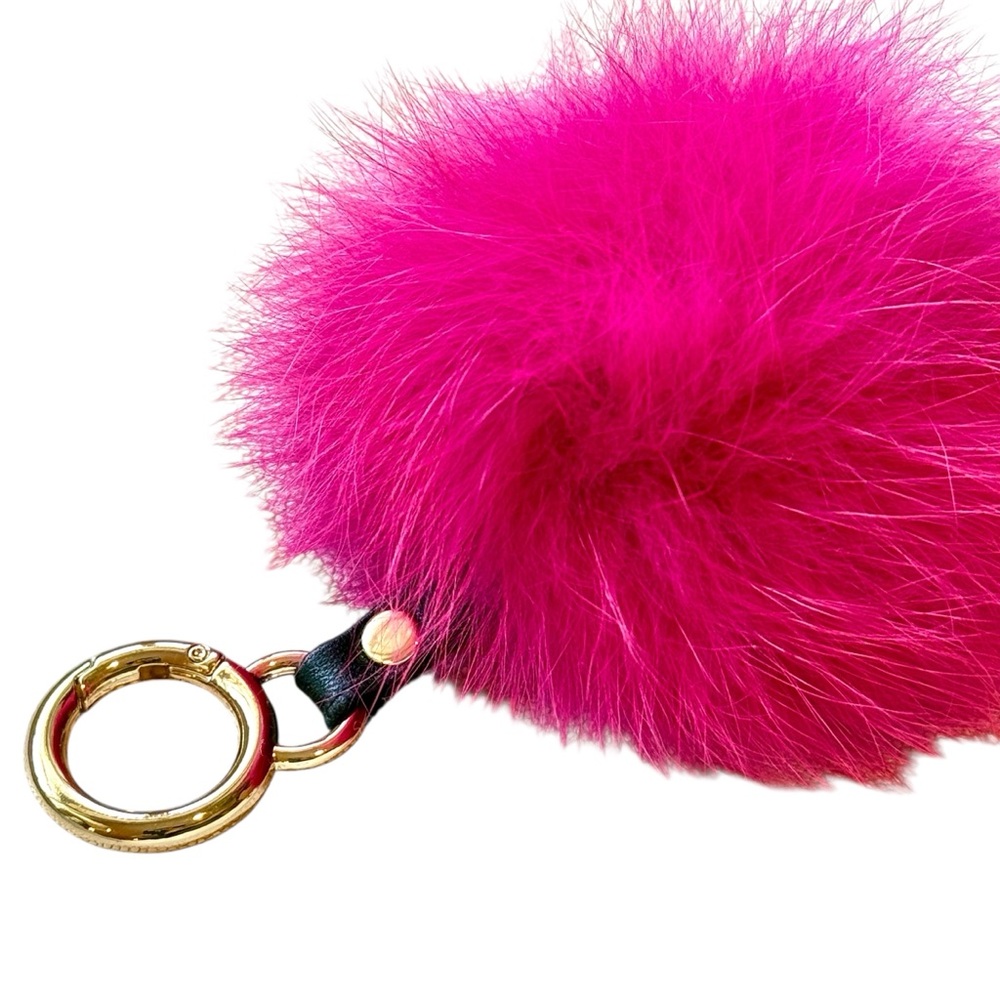 Fuchsia Fur Pom-Pom Keychain